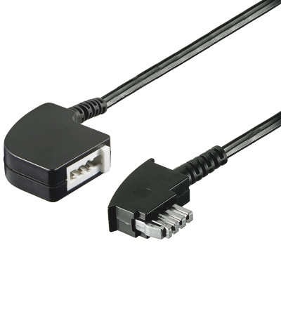 Telefon-Geräte Verlängerungskabel TAE VER N   1x TAE-N Stecker / 1x TAE-N Kupplung,  6-polig, 15 Meter, schwarz
