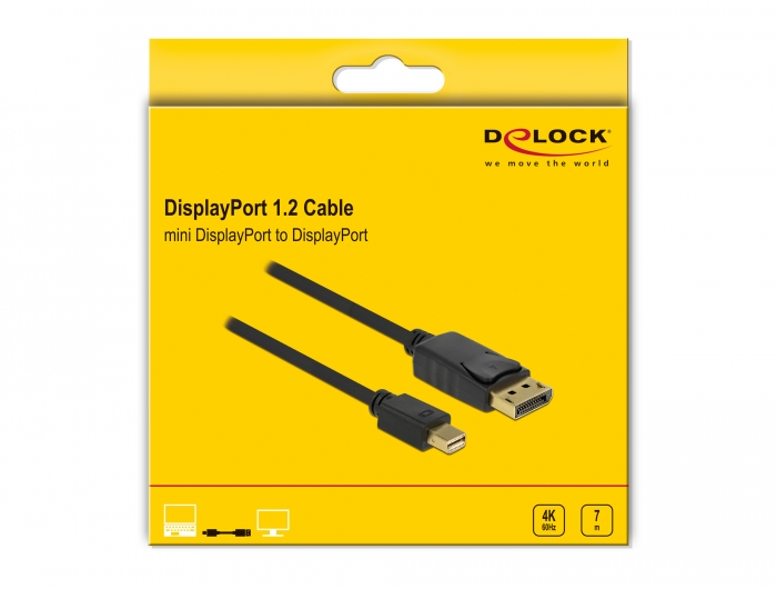 DeLock Mini DisplayPort / DisplayPort Kabel 7 Meter 1x Mini DP Stecker / 1x DP Stecker DeLock Mini DisplayPort / DisplayPort Kabel 7 Meter 1x Mini DP Stecker / 1x DP Stecker