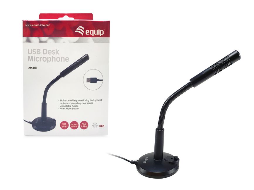 Equip Tischmikrofon mit Standfuss USB-A Stecker 1.20m, schwarz
