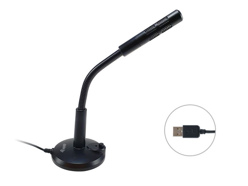 Equip Tischmikrofon mit Standfuss USB-A Stecker 1.20m, schwarz