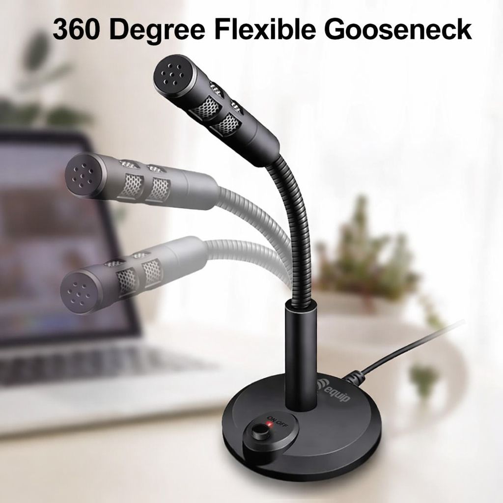 Equip Tischmikrofon mit Standfuss USB-A Stecker 1.20m, schwarz