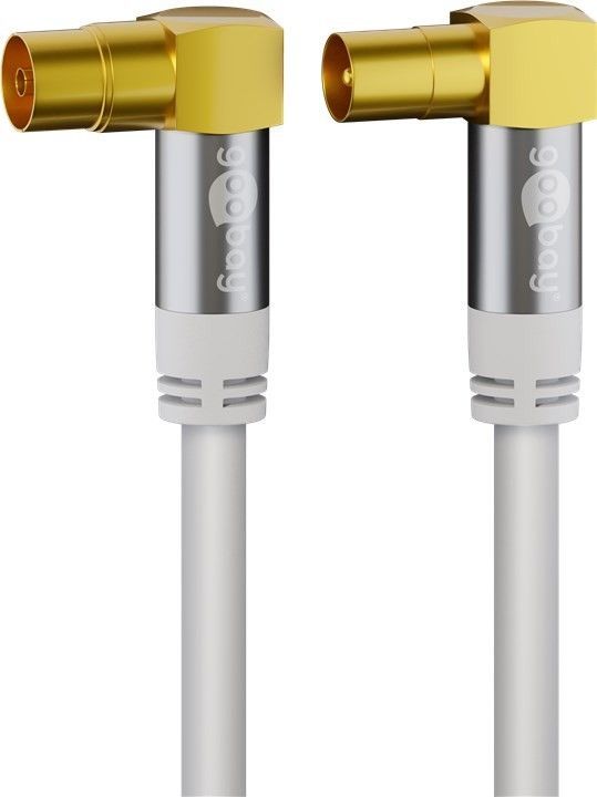 Antennen Anschlusskabel 2 Meter 90° (135 dB typ) Koaxial Stecker/Kupplung 4-fach geschirmt, weiss, High Quality Antennen Anschlusskabel 2 Meter 90° (135 dB typ) Koaxial Stecker/Kupplung 4-fach geschirmt, weiss, High Quality