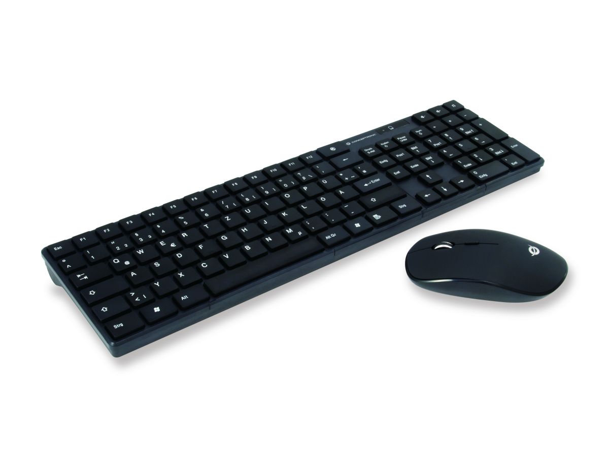 Conceptronic Tastatur &amp; opt. Maus  USB  Funk 2.4 GHz, deutsch, schwarz