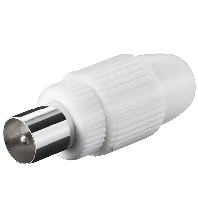 Antennen Koaxial Stecker TV / Radio 9.5mm schraubbar, gerade-Bauform, weiss Antennen Koaxial Stecker TV / Radio 9.5mm schraubbar, gerade-Bauform, weiss