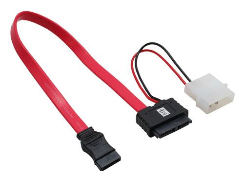 Slimline-SATA Anschlusskabel mit Strom 1x Slimline SATA-Kombi-Buchse gerade / SATA- + NT-Stecker 5.25", ca. 30 cm Slimline-SATA Anschlusskabel mit Strom 1x Slimline SATA-Kombi-Buchse gerade / SATA- + NT-Stecker 5.25", ca. 30 cm