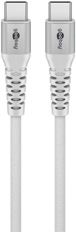 USB C/C Kabel 3,0 M. - USB Typ C-Stecker > USB Typ C-Stecker, weiß Textil USB C/C Kabel 3,0 M. - USB Typ C-Stecker > USB Typ C-Stecker, weiß Textil