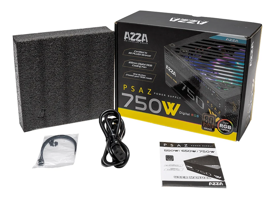 AZZA PSAZ-750W ARGB (80+B) PC-Netzteil 120mm Lüfter ATX 2.3