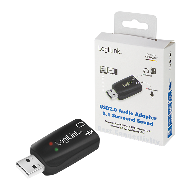 LogiLink USB-A Audio Adapter mit Virtual 3D Soundeffekt