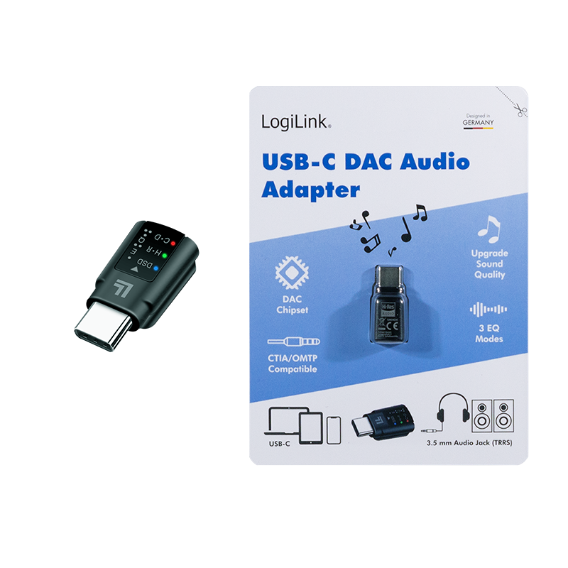 Logilink USB-C DAC audio adapter, USB-C/St. zu 3.5 mm Klinken-Bu., schwarz Logilink USB-C DAC audio adapter, USB-C/St. zu 3.5 mm Klinken-Bu., schwarz