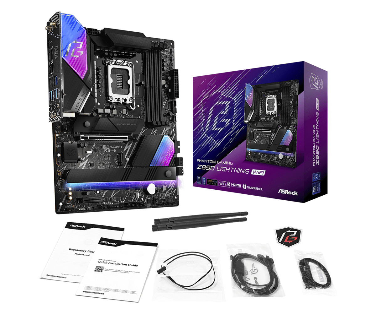 ASRock Z890 Lightning WiFi Sockel 1851, 4xDDR5  HDMI / 2xTB / 4x M.2 / ATX
