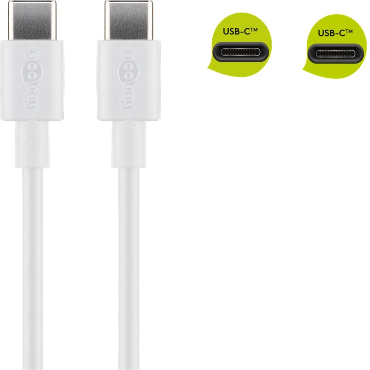 USB C/C Kabel 0,5 M. - USB Typ C-Stecker > USB Typ C-Stecker, weiß USB C/C Kabel 0,5 M. - USB Typ C-Stecker > USB Typ C-Stecker, weiß