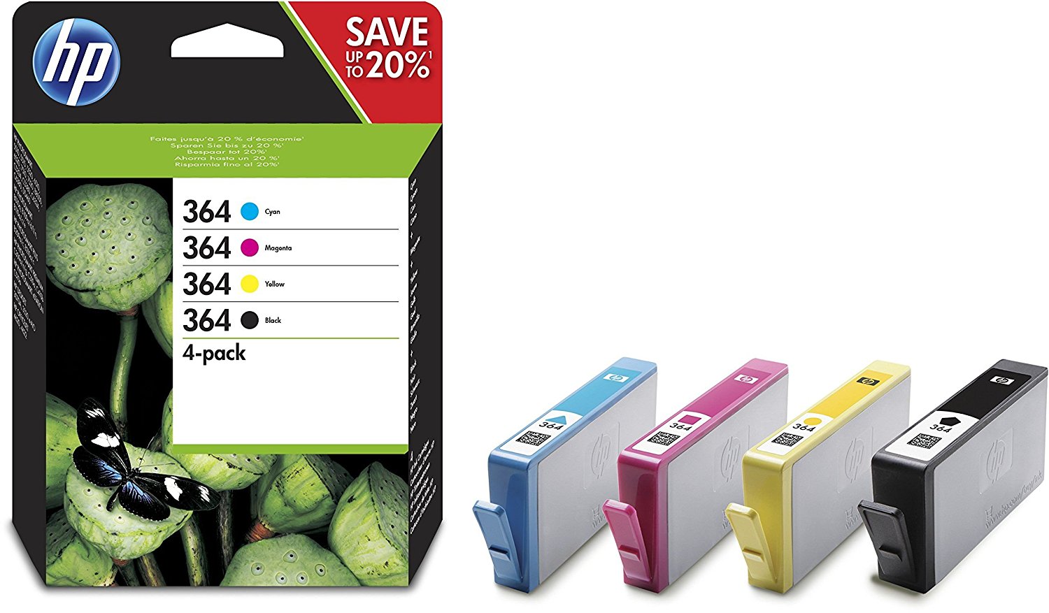 HP 364 - N9J73AE Tinten-Multipack für DJ 5445 5460 PS C5324 C6324 C6300 C6380 D7560, schwarz + farben HP 364 - N9J73AE Tinten-Multipack für DJ 5445 5460 PS C5324 C6324 C6300 C6380 D7560, schwarz + farben