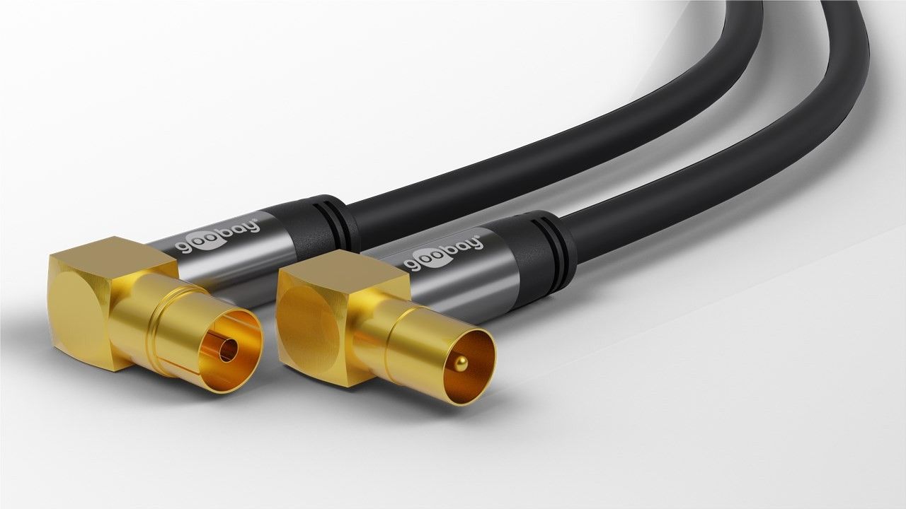 Antennen Anschlusskabel 2 Meter 90° (135 dB typ) Koaxial Stecker/Kupplung 4-fach geschirmt, schwarz, High Quality Antennen Anschlusskabel 2 Meter 90° (135 dB typ) Koaxial Stecker/Kupplung 4-fach geschirmt, schwarz, High Quality