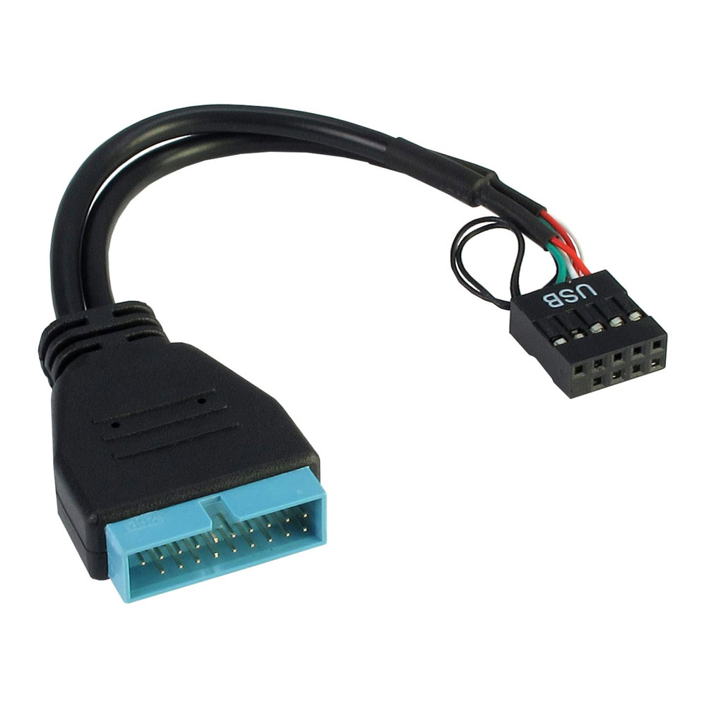 USB 2.0 Pinheader Adapter  USB 10-pol. Pinheader Buchse auf USB 20-pol. Pinheder Stecker, ca. 12cm