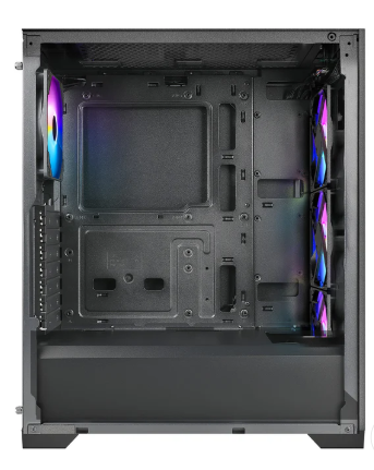 Miditower AzzA Aerohex Gaming Gehäuse ohne Netzteil, USB3/Audio, 4x120er RGB-Lüfter, schwarz