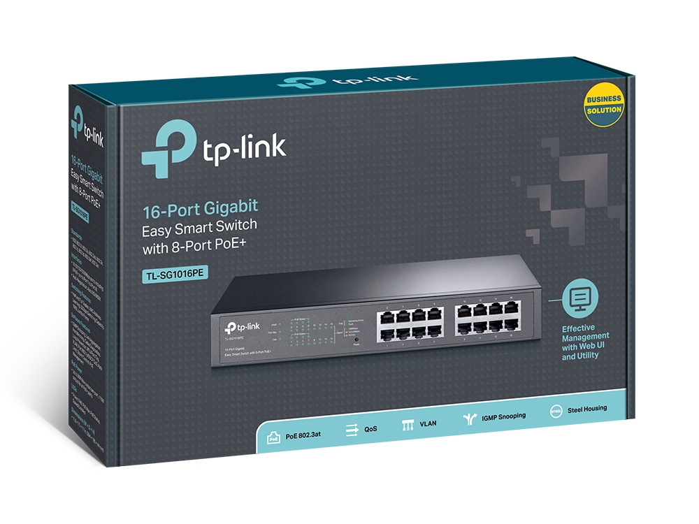 TP-Link TL-SG1016PE Gigabit Switch 16-Port (8xPoE+ 110W) 10-1000Mbps 19" / Desktop TP-Link TL-SG1016PE Gigabit Switch 16-Port (8xPoE+ 110W) 10-1000Mbps 19" / Desktop