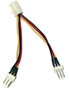 Strom Y-Anschlusskabel für Lüfter & CPU-Kühler 10cm, 3-pol. Buchse/2x 3-pol. Stecker Strom Y-Anschlusskabel für Lüfter & CPU-Kühler 10cm, 3-pol. Buchse/2x 3-pol. Stecker