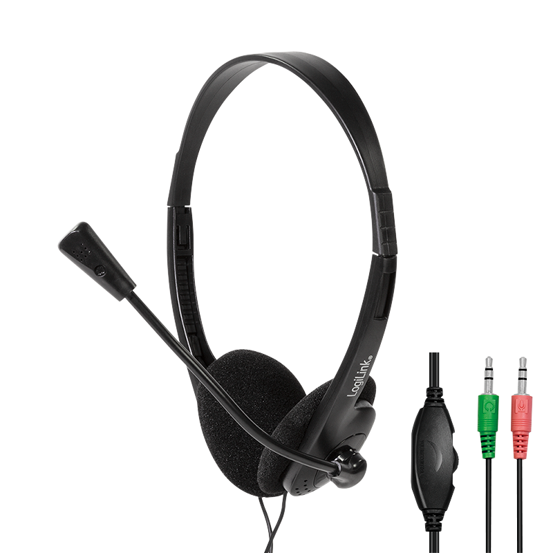 LogiLink HS0001 Headset mit integriertem Mikrofon und Laustärkeregler, schwarz LogiLink HS0001 Headset mit integriertem Mikrofon und Laustärkeregler, schwarz