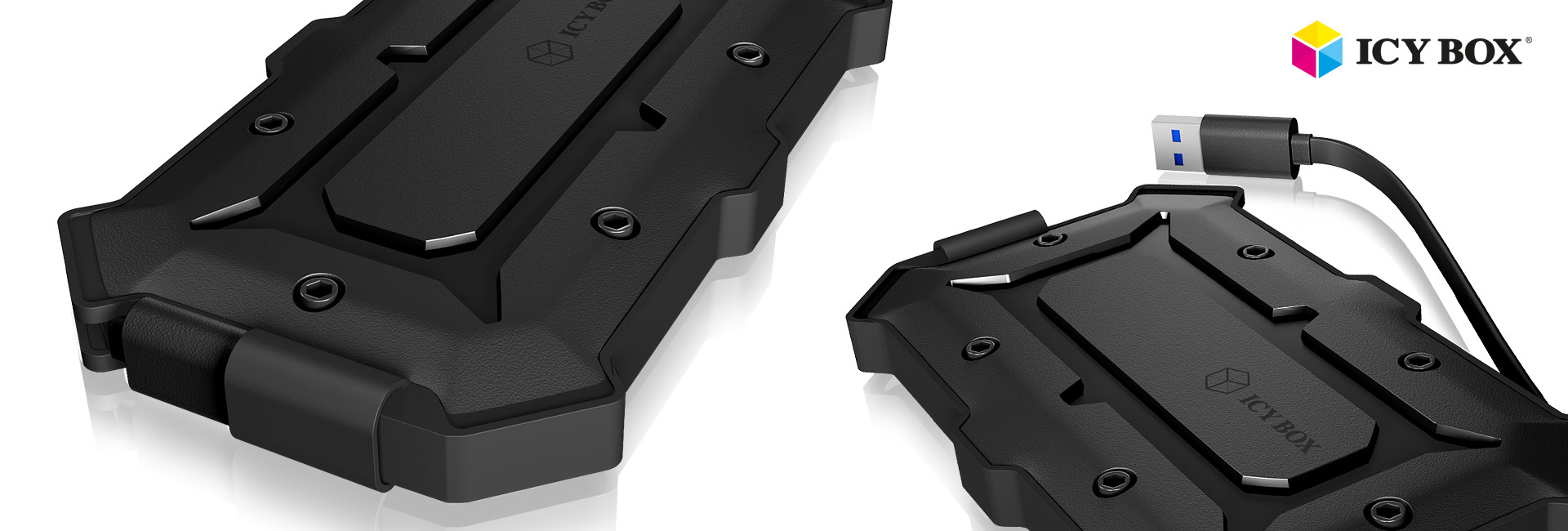 IcyBox IB-276U3 USB 3.0 Gehäuse für 2.5" SATA HDD's Staub und Wasserfest, schwarz