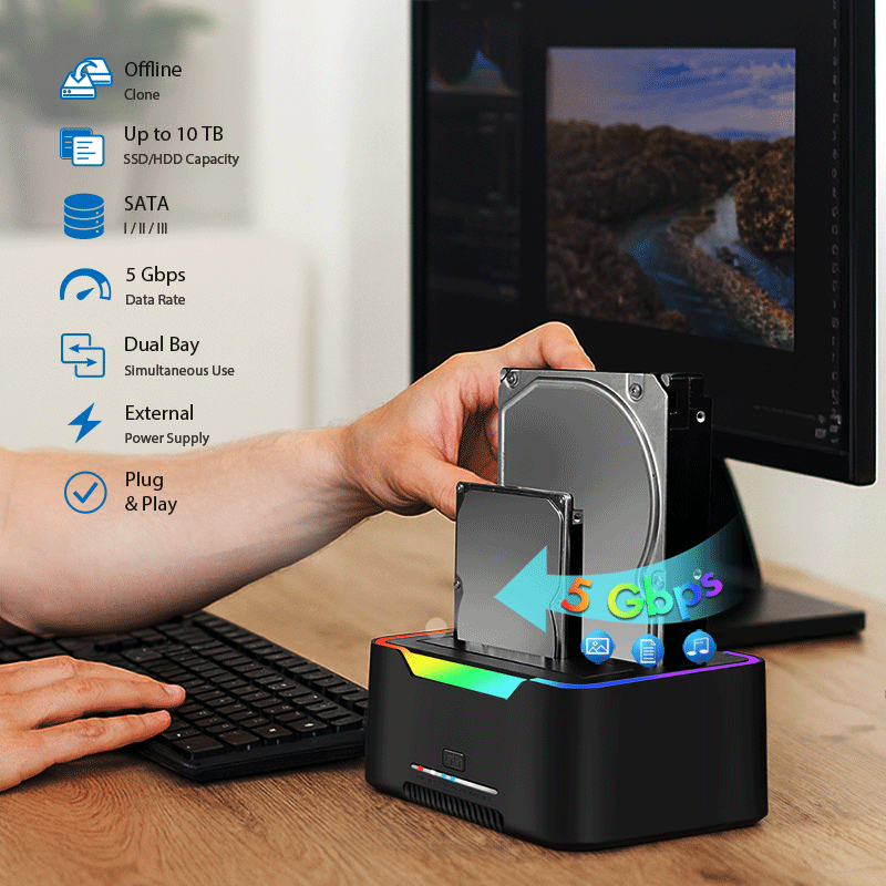Logilink Docking- &amp; Klonstation  2,5" &amp; 3,5" SATA, USB3.2 Type A + C