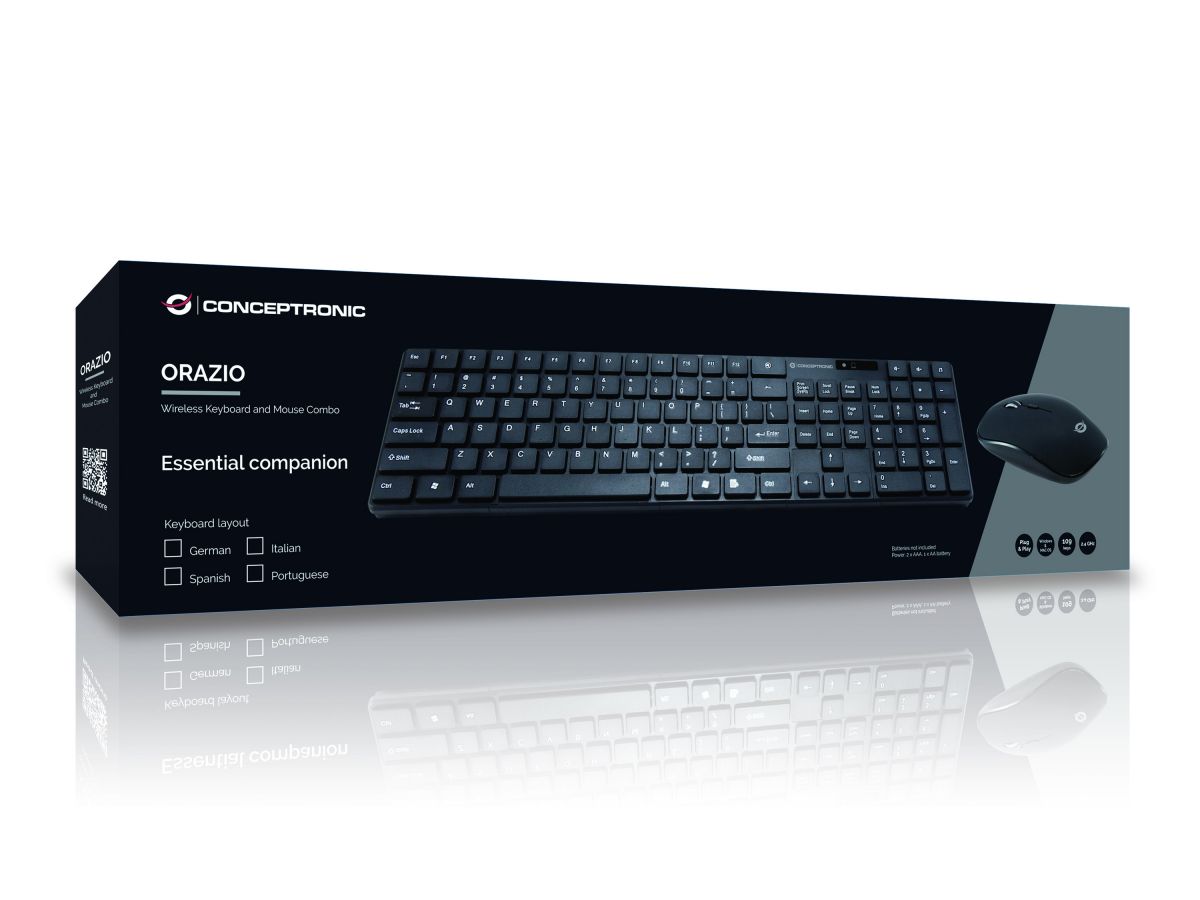 Conceptronic Tastatur &amp; opt. Maus  USB  Funk 2.4 GHz, deutsch, schwarz