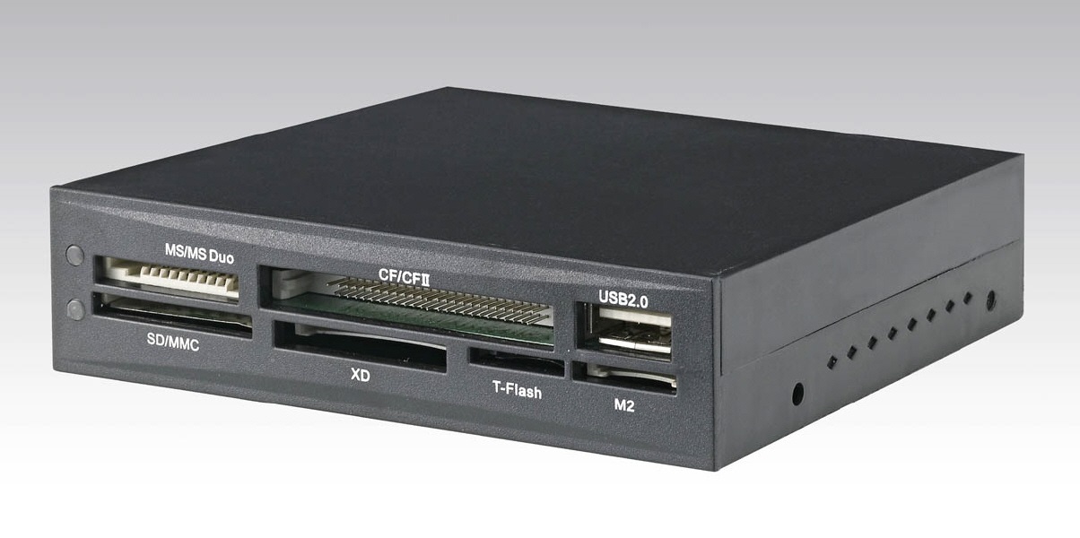 CardReader USB 2.0 für 3.5" Gehäuse-Einschub, All-In-One mit USB, schwarz CardReader USB 2.0 für 3.5" Gehäuse-Einschub, All-In-One mit USB, schwarz