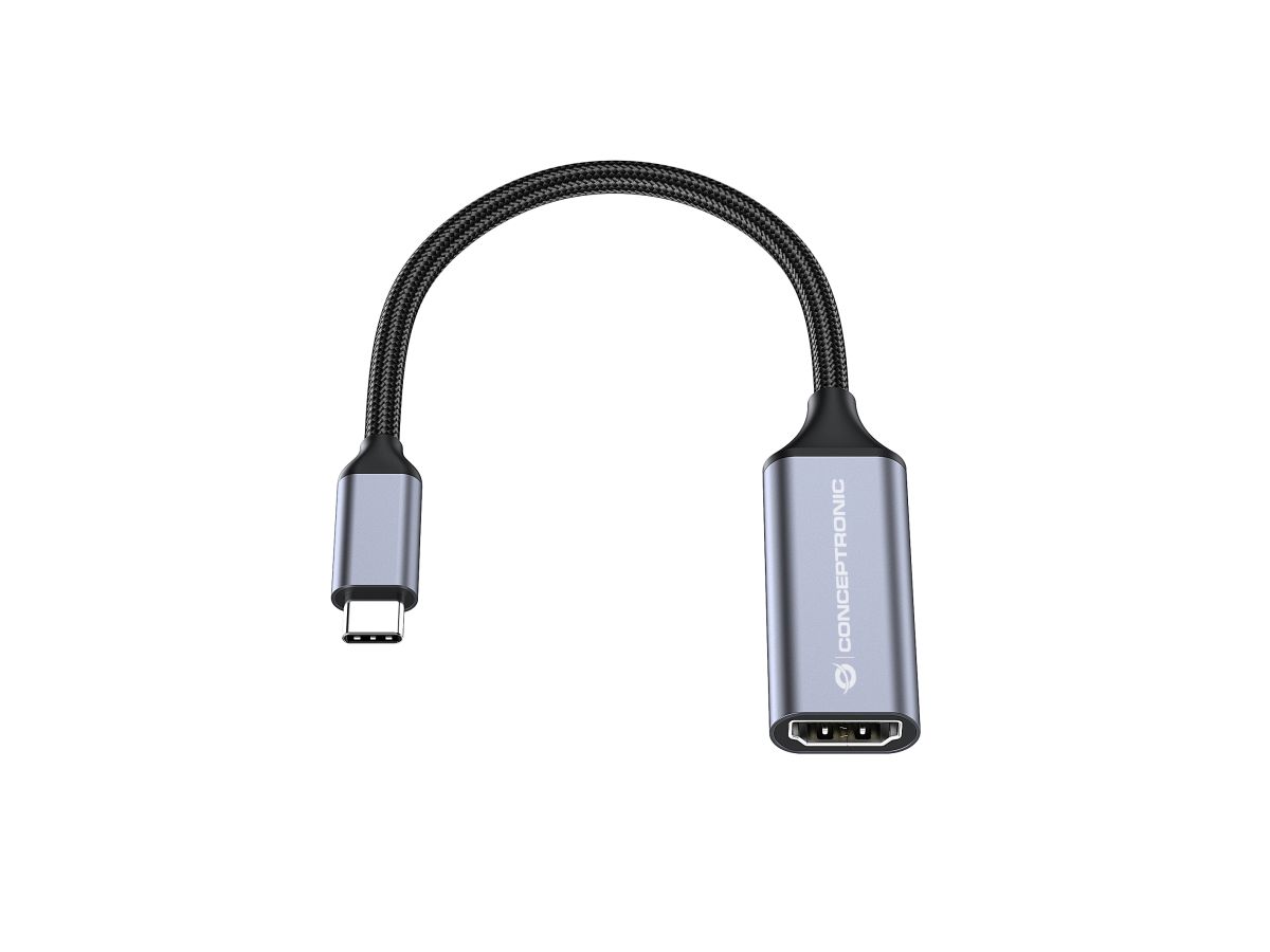 USB C/HDMI Konverter 4k/60Hz - USB 3.1 Typ C-Stecker > HDMI Buchse, 15cm, schwarz/grau