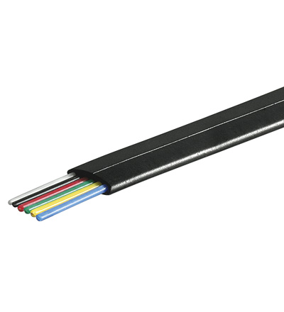 Telefon Flachkabel PVC-Mantel  6-adrig 6x 0.6 flexibel, 100 Meter, schwarz
