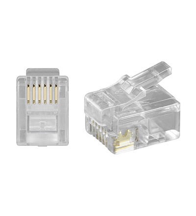 Telefonstecker RJ12  Westernstecker 6P6C für Flachkabel, 6-polig, crimpbar