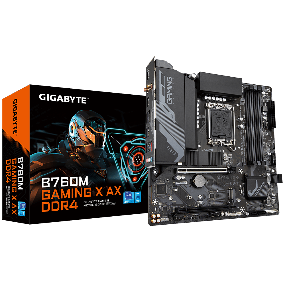 Gigabyte B760M Gaming X AX Sockel 1700, 4xDDR5 HDMI / DP / 2x M.2 / mATX Gigabyte B760M Gaming X AX Sockel 1700, 4xDDR5 HDMI / DP / 2x M.2 / mATX