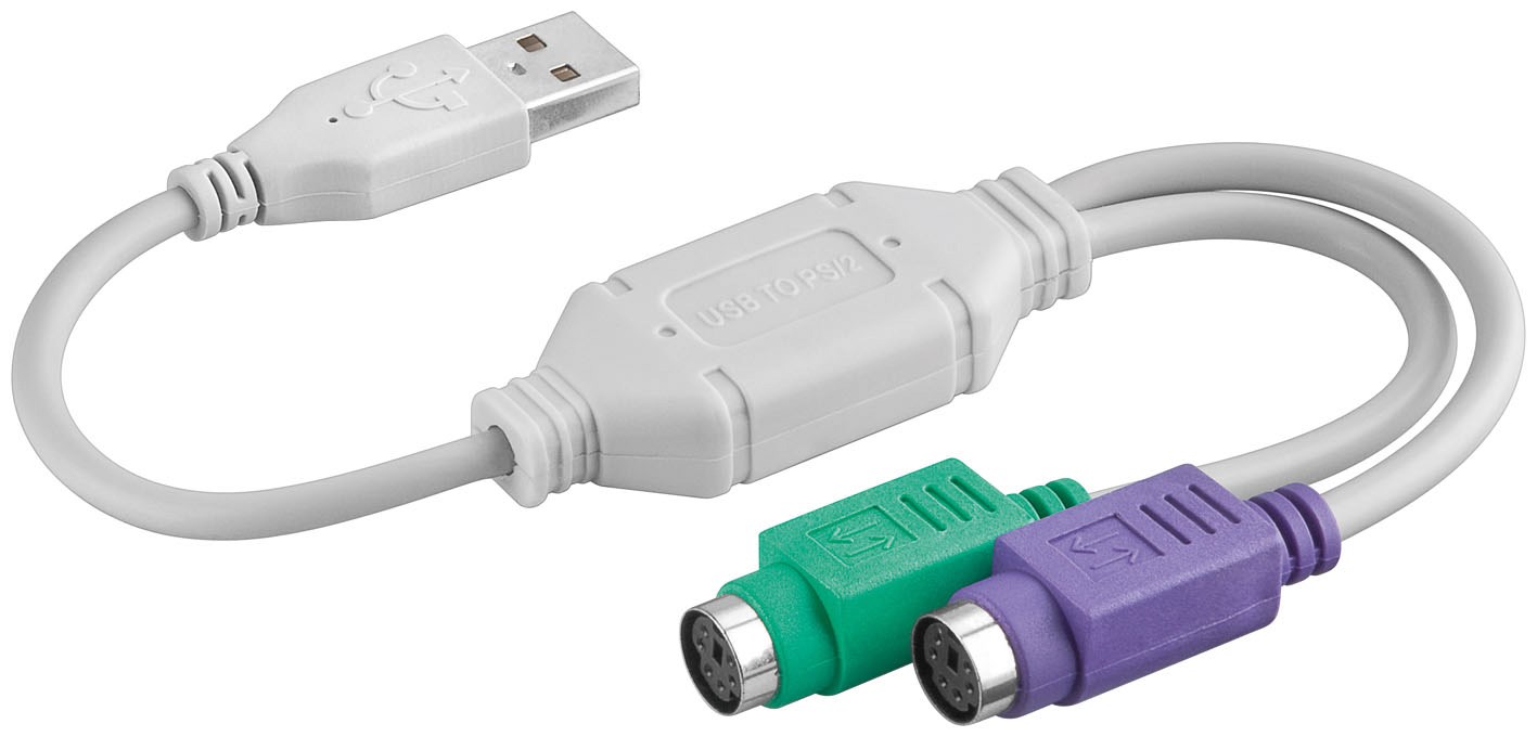 USB - PS/2 Adapterkabel  USB-A Stecker auf 2x PS/2-Buchse,  ca. 0,1 Meter