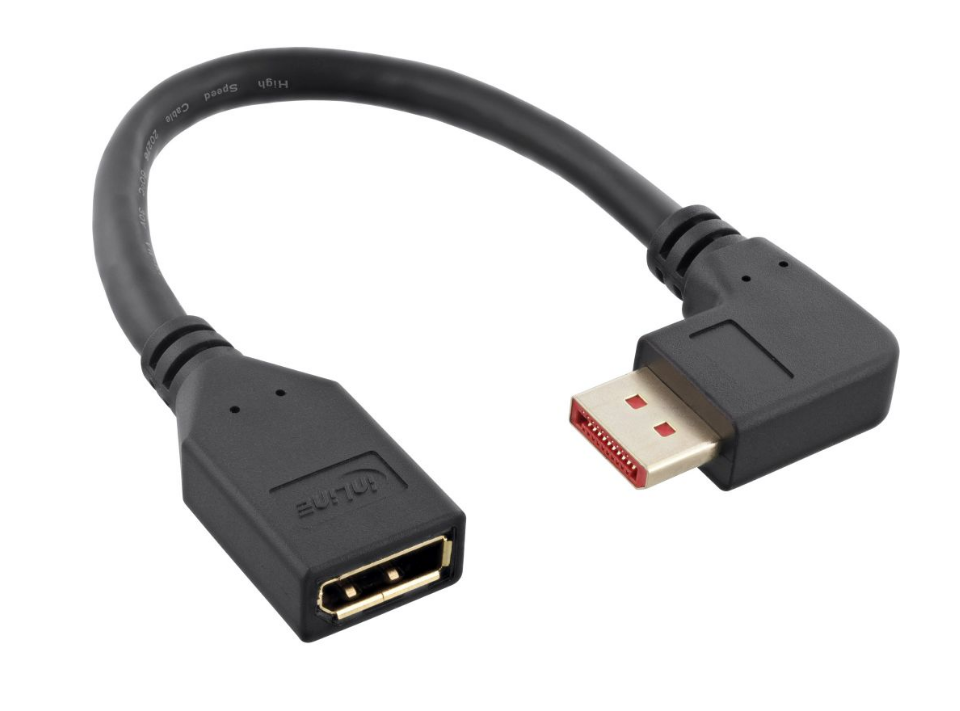 InLine DisplayPort Adapterkabel St/Bu 8K4K, rechts gewinkelt - 15cm InLine DisplayPort Adapterkabel St/Bu 8K4K, rechts gewinkelt - 15cm