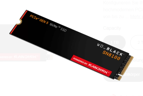 SSD WD Black SN8100 WDS200T1X0M 2.0TB  M.2 2280 NVMe PCIe 5.0 x4
