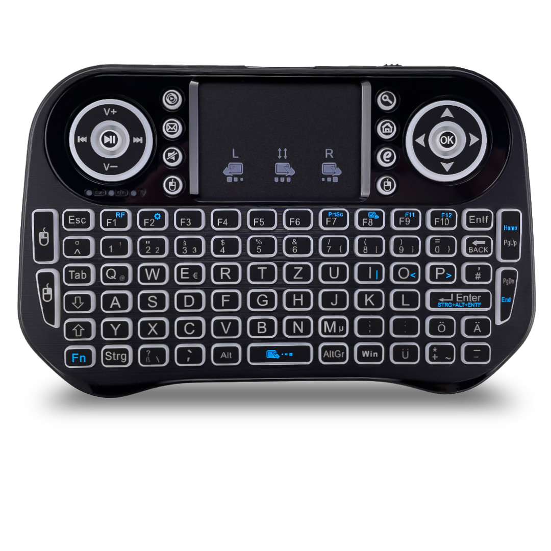 FANTEC WK-300 Mini Tastatur Wireless RGB - Kompakt mobil kabellos in hellen Farben beleuchtet mit deutschem Zeichensatz FANTEC WK-300 Mini Tastatur Wireless RGB - Kompakt mobil kabellos in hellen Farben beleuchtet mit deutschem Zeichensatz