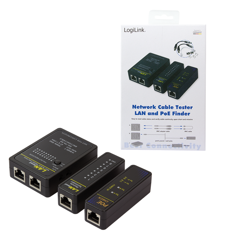 Netzwerk Linetester Set BNC/RJ45/ISDN/RJ11/RJ12/PoE Sender und Empfänger, Adapter Netzwerk Linetester Set BNC/RJ45/ISDN/RJ11/RJ12/PoE Sender und Empfänger, Adapter