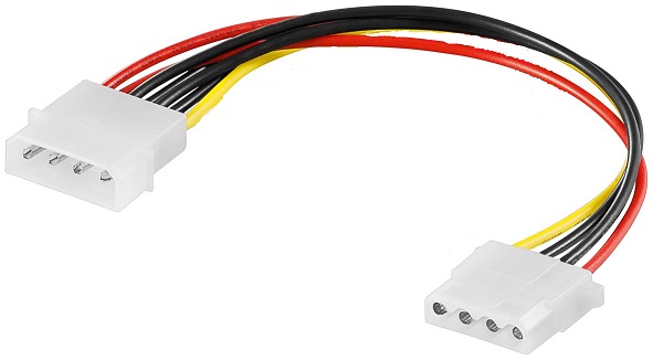 Strom Verlängerungskabel intern, 4 Pin Molex Stecker/Buchse, 100cm Strom Verlängerungskabel intern, 4 Pin Molex Stecker/Buchse, 100cm