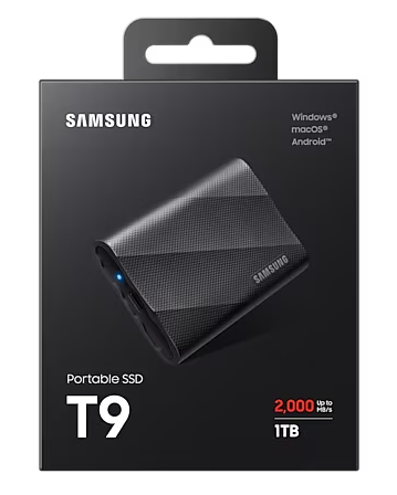 Samsung Portable SSD T9 1TB USB3.2 Gen.2x2 extern, schwarz Samsung Portable SSD T9 1TB USB3.2 Gen.2x2 extern, schwarz