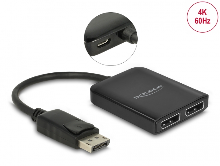 Delock DisplayPort 1.4 Splitter 1 x DisplayPort zu 2 x DisplayPort MST Delock DisplayPort 1.4 Splitter 1 x DisplayPort zu 2 x DisplayPort MST