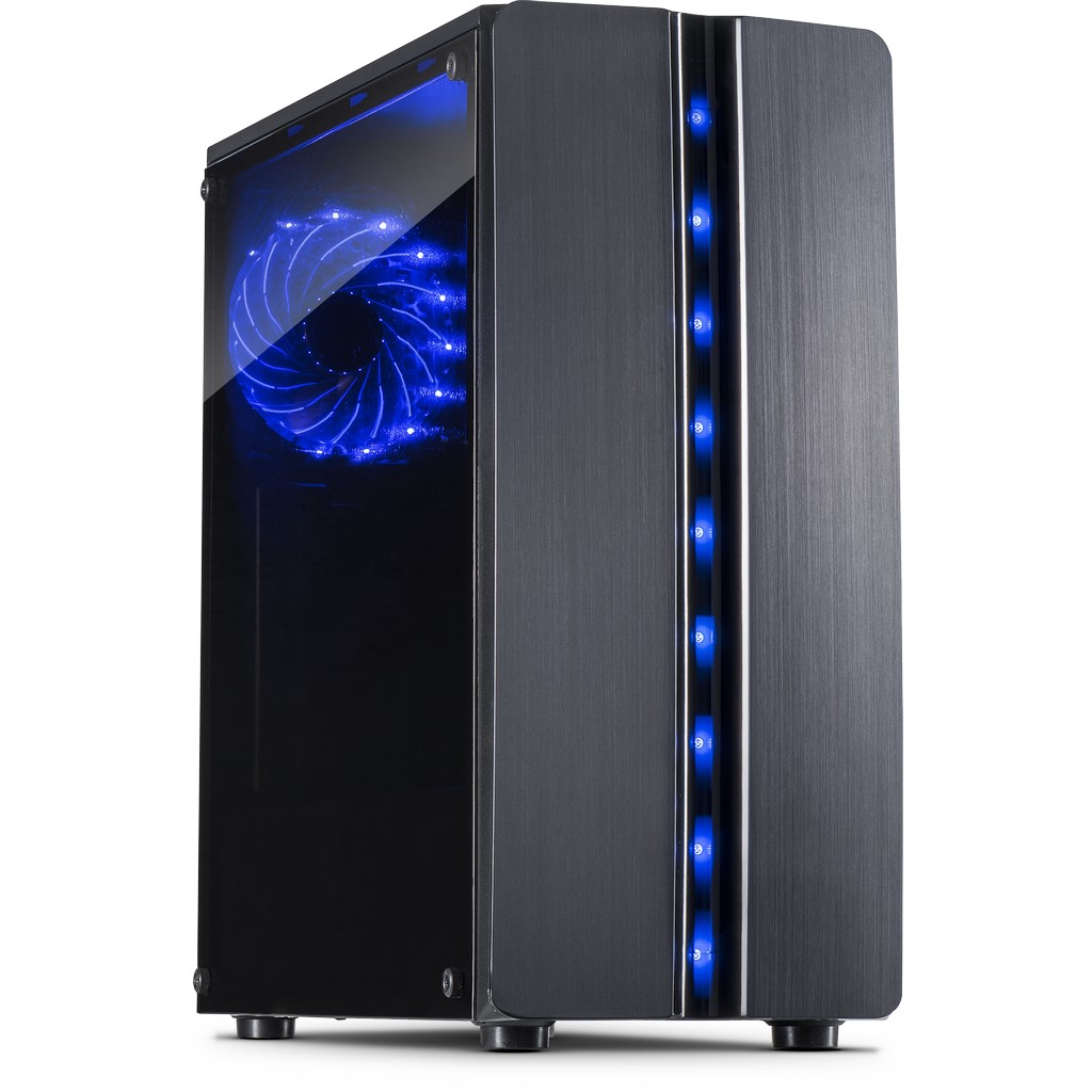 Miditower Thunder Gehäuse mit Fenster ohne Netzteil, USB3/Audio, 120er LED-Lüfter, schwarz