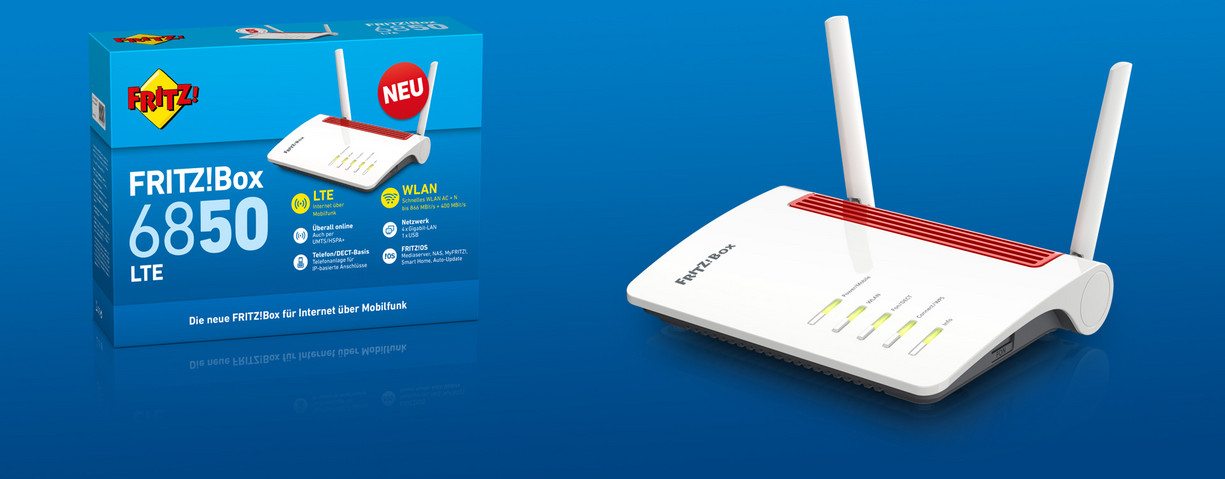 AVM Fritz!Box 6850 LTE Modem / Router / TK / VoIP / GLAN / WLAN-AC AVM Fritz!Box 6850 LTE Modem / Router / TK / VoIP / GLAN / WLAN-AC