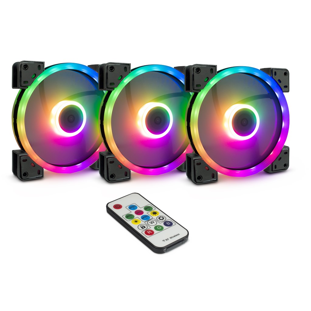 Argus RS-14 RGB-FAN SET, 3x RGB-Lüfter 4Pin PWM 140x140x25 mm, Steuereinheit mit FB Argus RS-14 RGB-FAN SET, 3x RGB-Lüfter 4Pin PWM 140x140x25 mm, Steuereinheit mit FB