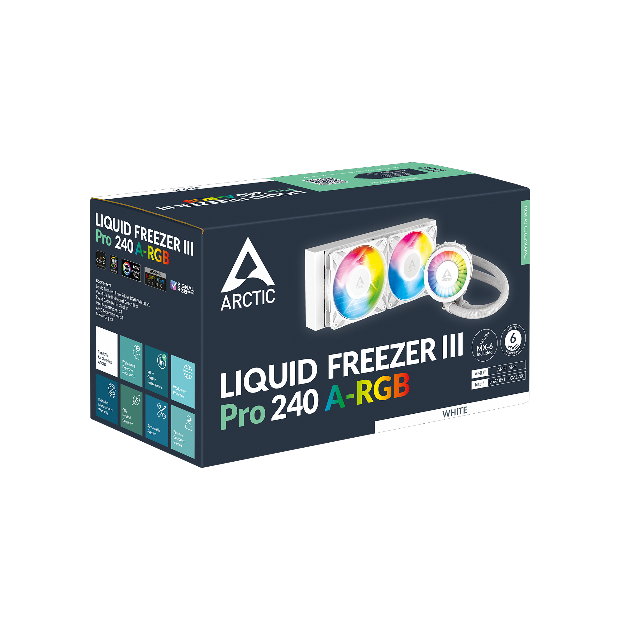 ARCTIC Liquid Freezer III Pro 240 ARGB White Wasserkühlung für Intel und AMD Prozessoren, 2x120mm Lüfter