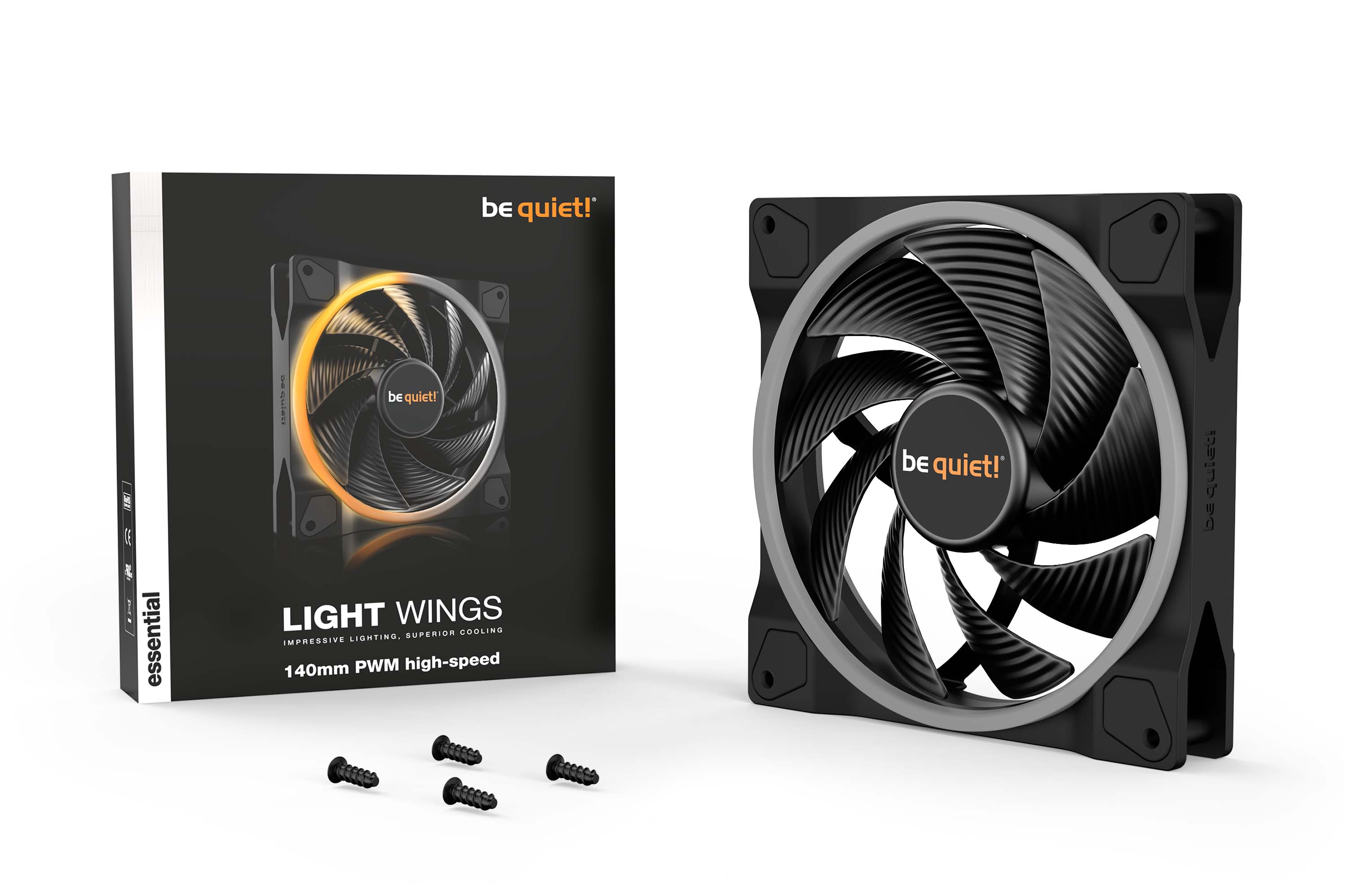 BeQuiet Light Wings ARGB PWM high-speed PC-Lüfter 140x140x25mm 4-pol. PWM-Stecker, schwarz BeQuiet Light Wings ARGB PWM high-speed PC-Lüfter 140x140x25mm 4-pol. PWM-Stecker, schwarz