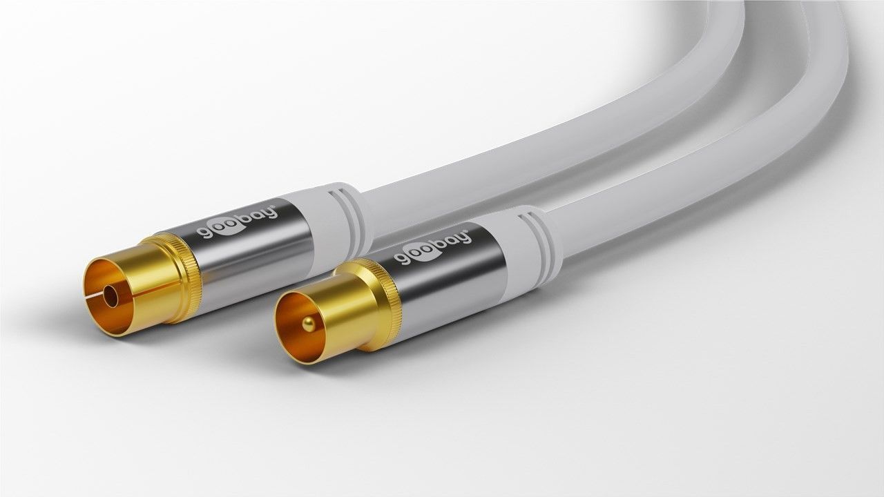 Antennen Anschlusskabel 1 Meter (135 dB typ) Koaxial Stecker/Kupplung 4-fach geschirmt, weiss, High Quality Antennen Anschlusskabel 1 Meter (135 dB typ) Koaxial Stecker/Kupplung 4-fach geschirmt, weiss, High Quality
