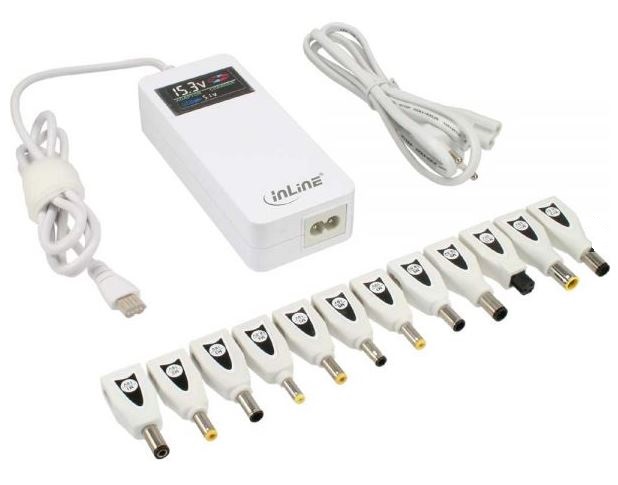Notebook Netzteil Inline, 15-20 Volt stabilisiert mit 12 Adapter, 90Watt - weiss Notebook Netzteil Inline, 15-20 Volt stabilisiert mit 12 Adapter, 90Watt - weiss