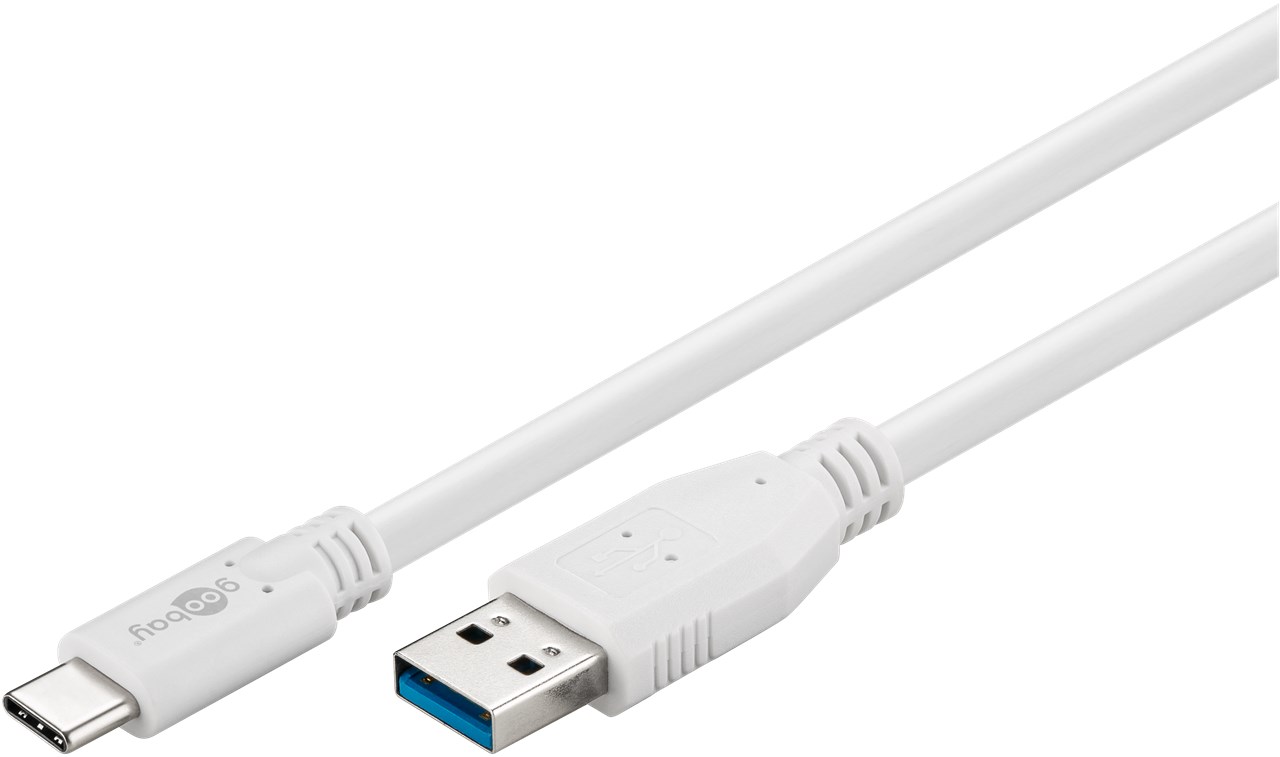 USB C/A Kabel 1,0 M. - USB Typ C-Stecker > USB A-Stecker, weiss USB C/A Kabel 1,0 M. - USB Typ C-Stecker > USB A-Stecker, weiss