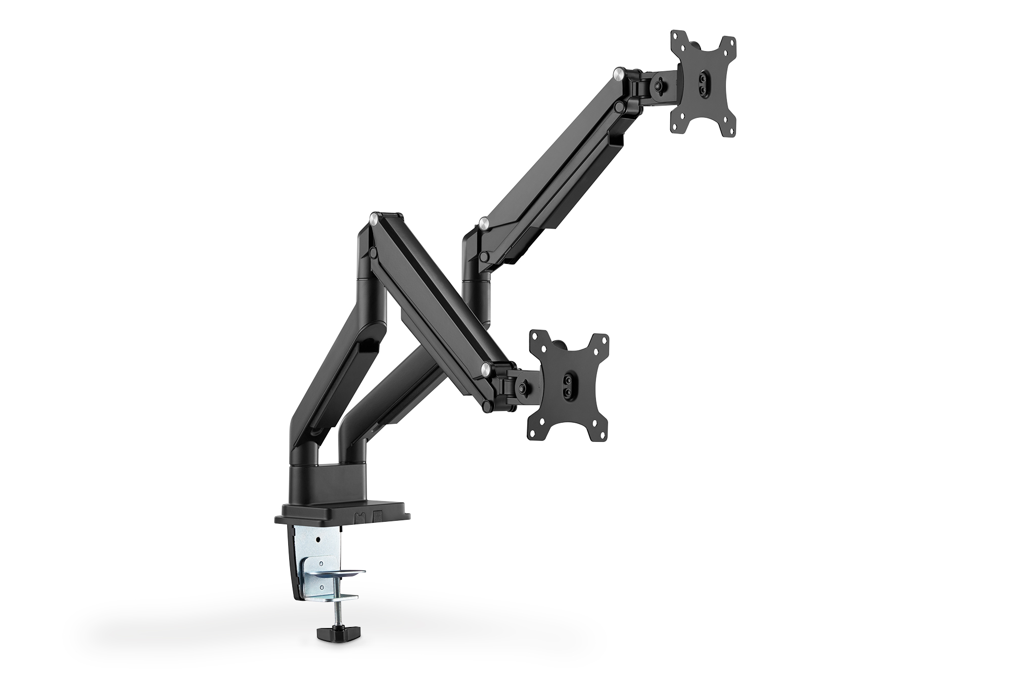 Tischhalterung mit Gasdruckfeder und 3Gelenke für 2x TV-/TFT-Displays 33-81cm bis 2x 9kg, VESA 75/100mm, schwarz Tischhalterung mit Gasdruckfeder und 3Gelenke für 2x TV-/TFT-Displays 33-81cm bis 2x 9kg, VESA 75/100mm, schwarz