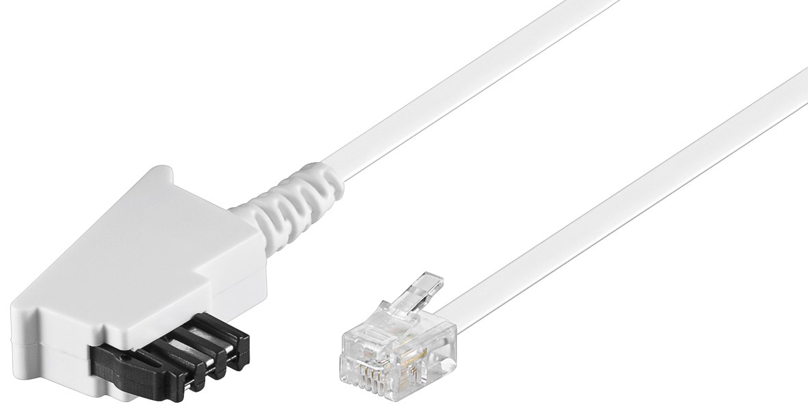 Telefon Anschlusskabel T-W/ 3 F 1x TAE-F Stecker / 1x WES-Stecker RJ11 6P4C, 3 Meter, weiß Telefon Anschlusskabel T-W/ 3 F 1x TAE-F Stecker / 1x WES-Stecker RJ11 6P4C, 3 Meter, weiß
