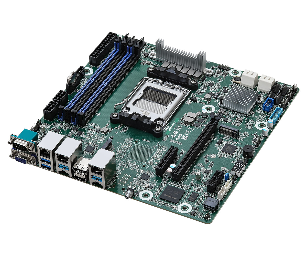 ASRock B650D4U Server/Workstation Sockel AM5 Single 4x DDR5 / 2x RJ45 / 4x SATA  HDMI / DP, mATX