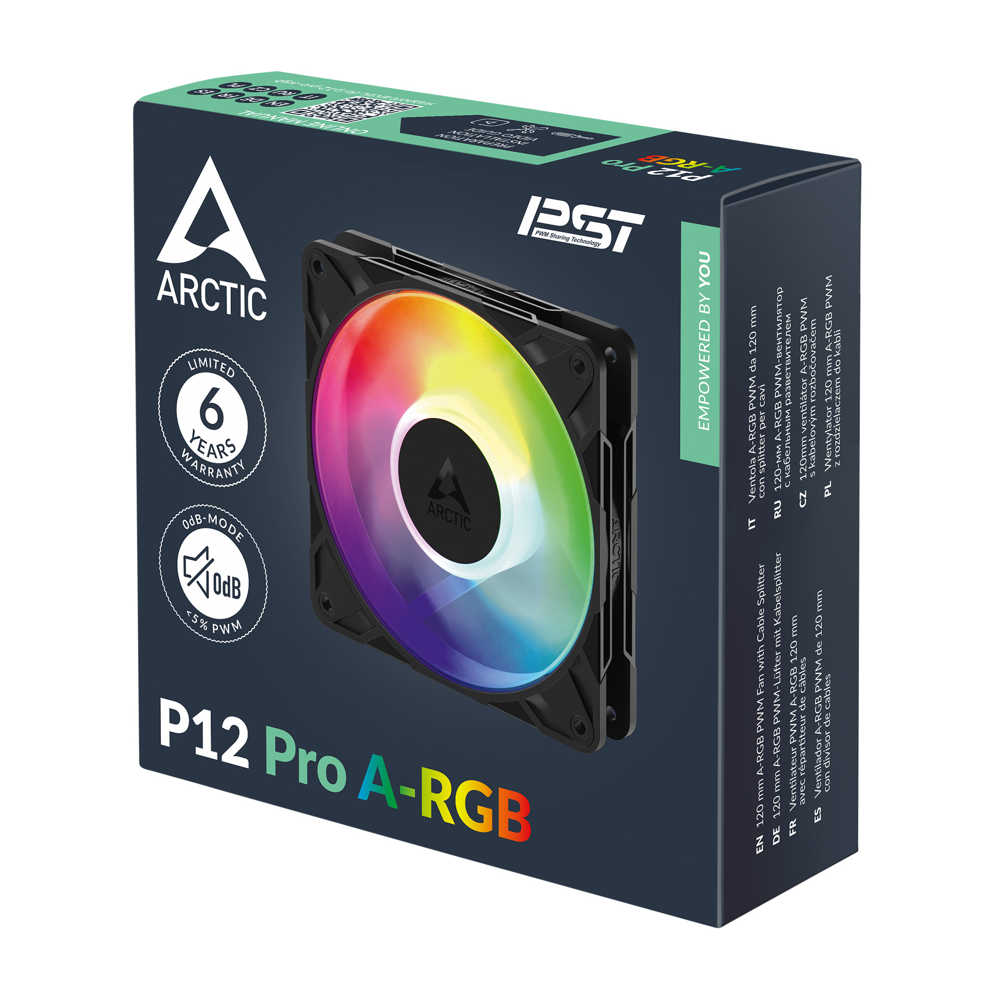 Arctic P12 Pro A-RGB 3-Pack PC-Lüfter 120x120x25mm 4-pol. PWM-Stecker, schwarz